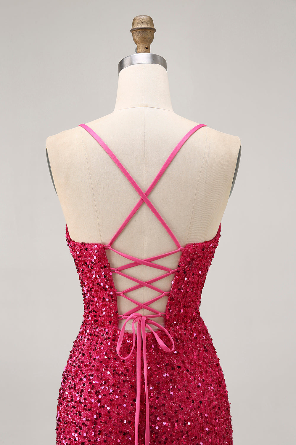 Sparkly Fuchsia Keyhole Bodycon Homecoming Dress - Image 5